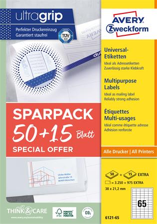 Etikett, univerzális, 38x21,2 mm, AVERY ZWECKFORM, "Sparpack", 4225 etikett/csomag